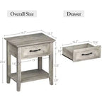Comodino con Tavolino da Notte in Legno, 1 Cassetto, Ripiano Aperto, Tavolino Laterale Industriale, Comodino Stretto Bianco, Versatile per Camera da Letto, Piccoli Spazi