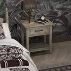 Comodino con Tavolino da Notte in Legno, 1 Cassetto, Ripiano Aperto, Tavolino Laterale Industriale, Comodino Stretto Bianco, Versatile per Camera da Letto, Piccoli Spazi