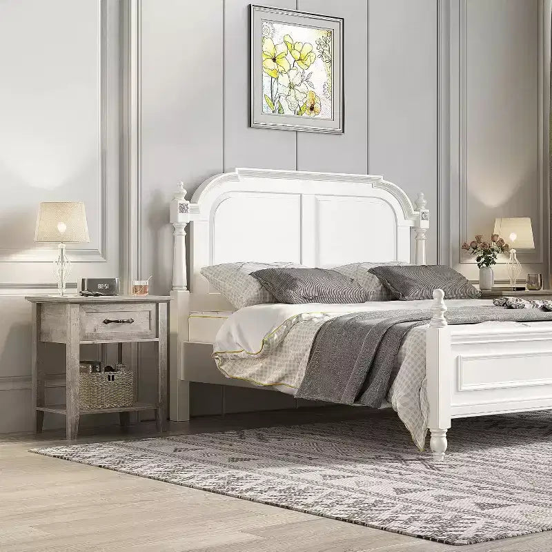 Comodino con Tavolino da Notte in Legno, 1 Cassetto, Ripiano Aperto, Tavolino Laterale Industriale, Comodino Stretto Bianco, Versatile per Camera da Letto, Piccoli Spazi