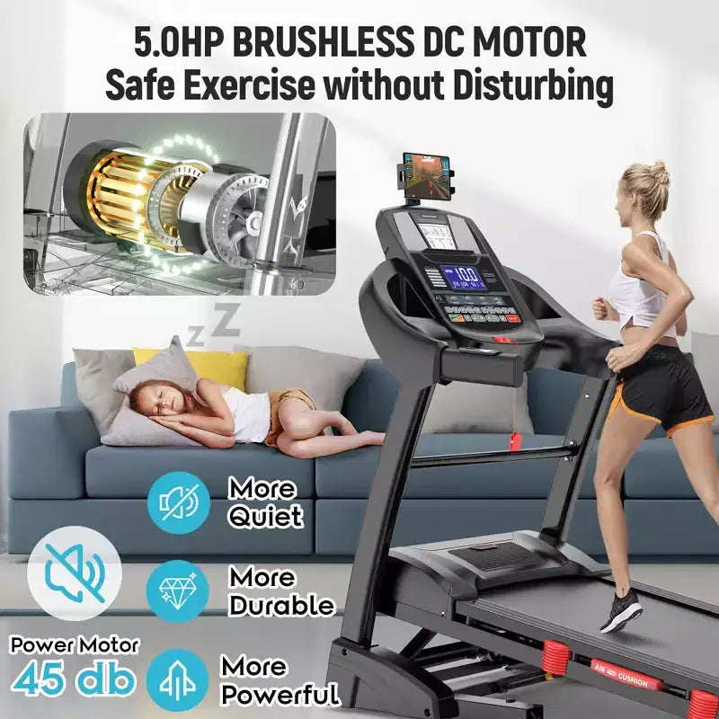 5.0HP Folding Treadmill with 20% Auto Incline, 300 LB Capacity, Smart App Control, Portable Home Running Machine