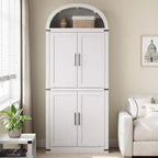 Libreria ad arco da 72'' con ante in vetro, armadio in legno a 6 ripiani per soggiorno, cucina o ufficio, scaffali espositivi in stile rustico
