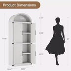 Libreria ad arco da 72'' con ante in vetro, armadio in legno a 6 ripiani per soggiorno, cucina o ufficio, scaffali espositivi in stile rustico