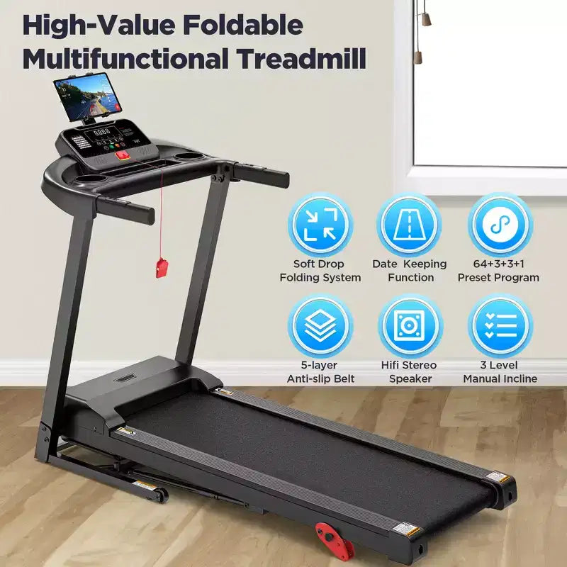Treadmill on sale, Folding Treadmill Clearance for Home with Adjustable Incline,7.5MPH Speed,3.0HP Foldable Compact Treadmill Running Machine