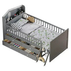 Whisen Twin Wooden Bed Frame, Platform Bed Frame with Storage 4 Drawers, Guardrail Headboard and Ladder