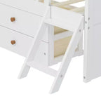 Whisen Twin Wooden Bed Frame, Platform Bed Frame with Storage 4 Drawers, Guardrail Headboard and Ladder