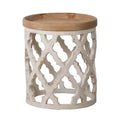 Large Distressed White Side Table Accent Furniture