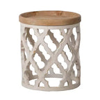 Large Distressed White Side Table Accent Furniture