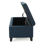 TUYOHW Poggiapiedi Contenitore con Cuciture Tufted Waffle, Panca Contenitore con Gambe in Legno, Panca da Ingresso per Soggiorno, Camera da Letto, Blu Marino
