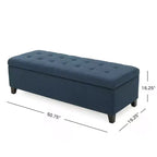 TUYOHW Poggiapiedi Contenitore con Cuciture Tufted Waffle, Panca Contenitore con Gambe in Legno, Panca da Ingresso per Soggiorno, Camera da Letto, Blu Marino