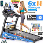 5.0HP Folding Treadmill for Home w/ 20 Auto Incline,Smart APP,300lb,HiFi Bluetooth Speakers,64 Programs,12MPH Speed,Foldable Treadmill Running Machine