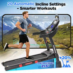5.0HP Folding Treadmill for Home w/ 20 Auto Incline,Smart APP,300lb,HiFi Bluetooth Speakers,64 Programs,12MPH Speed,Foldable Treadmill Running Machine