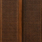 JVNOXK Medieval-inspired modern rattan sideboard with adjustable shelves and solid wood base, ideal for entryways or kitchens. Available in dark wood
