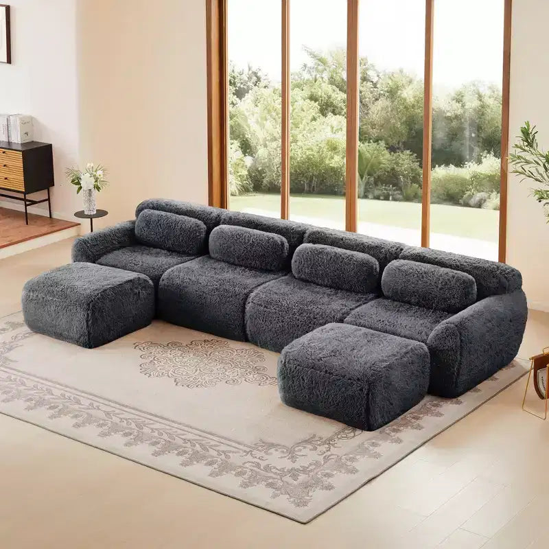 U-shaped Boneless Sofa,32D HD Sponge,Anti-Slip Bottom,No Assembly,Ergonomic Design,Free Combination,Vacuum Packaging for Living Rooms/Studies