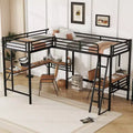 Clihome Twin Size Metal Loft Bed with Two Built-in Desks