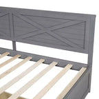Clihome Twin Size Wood Daybed with 2 Drawers and Rustic Guardrail