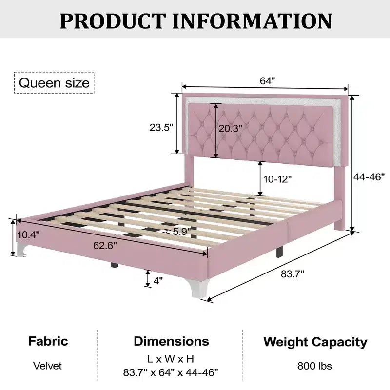 Whisen 3-Pieces Sets, Queen Size Upholstered Platform Bed and Two Nightstands