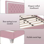Whisen 3-Pieces Sets, Queen Size Upholstered Platform Bed and Two Nightstands