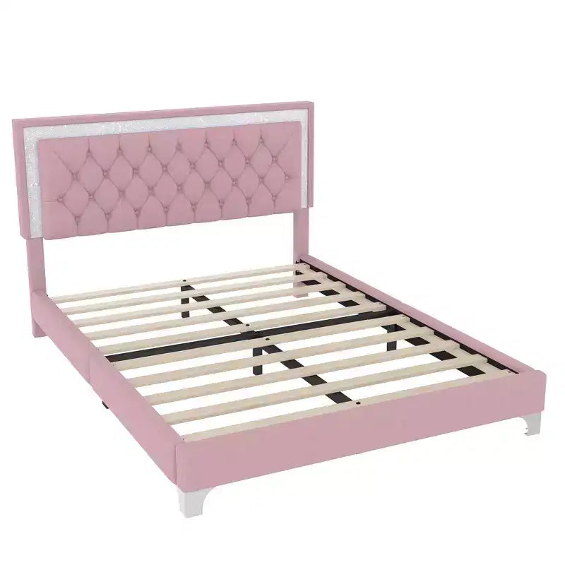 Whisen 3-Pieces Sets, Queen Size Upholstered Platform Bed and Two Nightstands