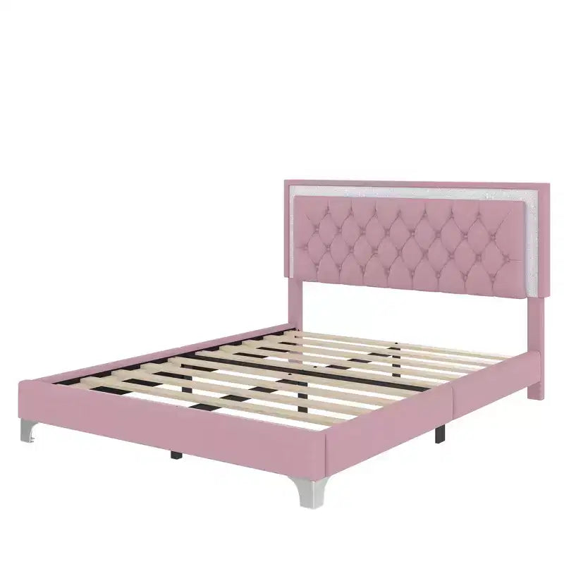 Whisen 3-Pieces Sets, Queen Size Upholstered Platform Bed and Two Nightstands