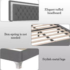 Whisen 3-Pieces Sets, Queen Size Upholstered Platform Bed and Two Nightstands