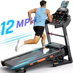 Smart Folding Treadmill with Step Tracking C 20-Level Auto Incline, 0.6C12 MPH, Dual Quiet Motor, LED Display for Home Use