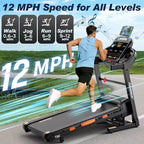 Smart Folding Treadmill with Step Tracking C 20-Level Auto Incline, 0.6C12 MPH, Dual Quiet Motor, LED Display for Home Use