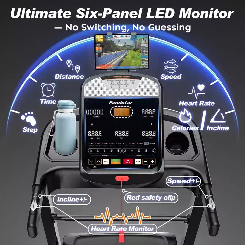Smart Folding Treadmill with Step Tracking C 20-Level Auto Incline, 0.6C12 MPH, Dual Quiet Motor, LED Display for Home Use