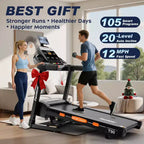Smart Folding Treadmill with Step Tracking C 20-Level Auto Incline, 0.6C12 MPH, Dual Quiet Motor, LED Display for Home Use