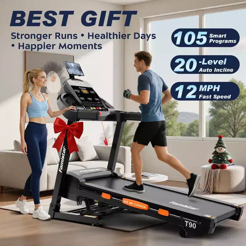 Smart Folding Treadmill with Step Tracking C 20-Level Auto Incline, 0.6C12 MPH, Dual Quiet Motor, LED Display for Home Use