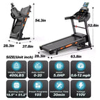 Smart Folding Treadmill with Step Tracking C 20-Level Auto Incline, 0.6C12 MPH, Dual Quiet Motor, LED Display for Home Use