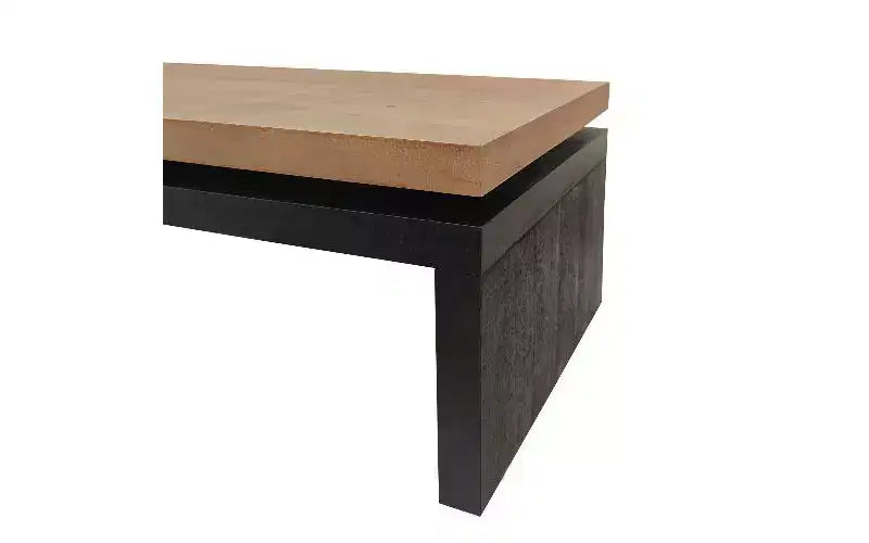 TUYOHW Modern Wooden Coffee Table with Floating-Top, Sleek Rectangular Center Table for Living Room, Industrial Sofa Table