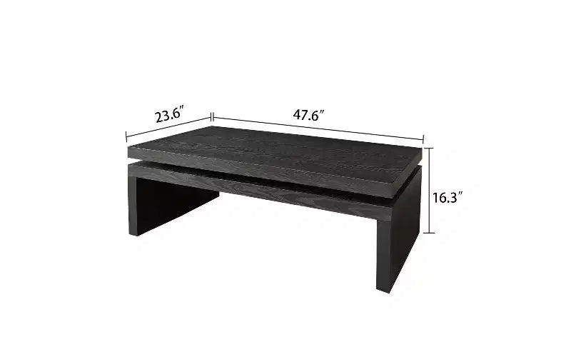TUYOHW Modern Wooden Coffee Table with Floating-Top, Sleek Rectangular Center Table for Living Room, Industrial Sofa Table