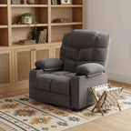 HomeRoots 37 Gray Faux Leather Heated Massage Lift Assist Recliner With USB