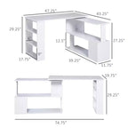 Rotating L Shaped Computer Desk with Shelves Space Saving Corner Desk with Storage