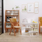 Rotating L Shaped Computer Desk with Shelves Space Saving Corner Desk with Storage