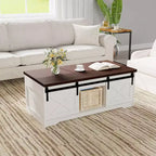 Elegant Smooth Slow Motion Lift-Top Coffee Table | Hidden Storage & Removable Shelf, Rustic Farmhouse Wood-Metal Design, Easy Assembly