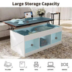 Elegant Smooth Slow Motion Lift-Top Coffee Table | Hidden Storage & Removable Shelf, Rustic Farmhouse Wood-Metal Design, Easy Assembly