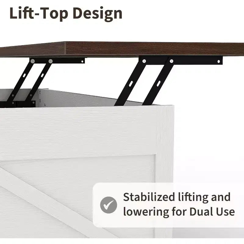 Elegant Smooth Slow Motion Lift-Top Coffee Table | Hidden Storage & Removable Shelf, Rustic Farmhouse Wood-Metal Design, Easy Assembly