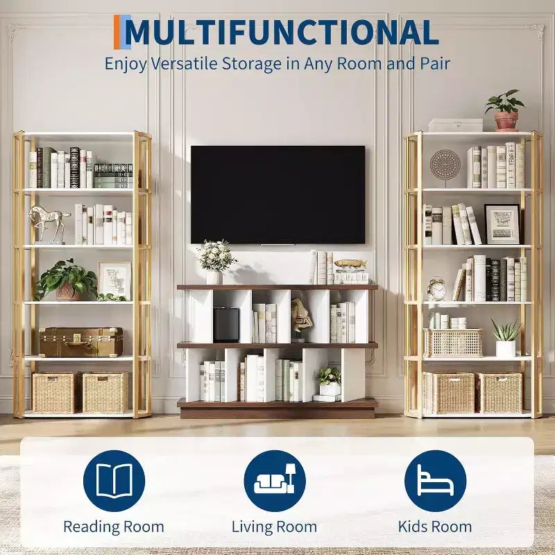 8 Cube Low Bookshelf Bookcase - Wooden TV Stand Cabinets with Removable Back Panels, Modern Home Display Storage Rack for Living Room, Bedroom