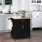 FAMYYT Isola da cucina in impiallacciato in gomma nera, 142 cm, con ripiano regolabile, mensole a 1 anta, 4 ruote con cassetti profondi