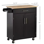 FAMYYT Isola da cucina in impiallacciato in gomma nera, 142 cm, con ripiano regolabile, mensole a 1 anta, 4 ruote con cassetti profondi