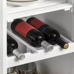 FAMYYT White Bamboo Wood Top 19 in. Kitchen Island with 4-bottle Wine Rack, Bar Cart with Stemware Holder, Drawer and Cabinet