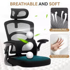 Sedia da Ufficio Ergonomica - Sedia da Scrivania Alta in Rete con Poggiatesta Regolabile e Ruote - Sedia Girevole da Lavoro per Casa/Ufficio/Sala Giochi