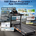 Tapis roulant da 5.0HP con inclinazione del 20%, macchina da corsa pieghevole per la casa con capacità di 400 libbre, velocità massima 12 MPH, 105 programmi, assorbimento degli urti