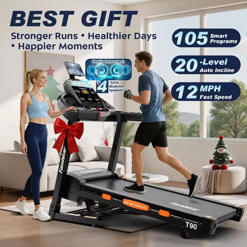 Tapis roulant da 5.0HP con inclinazione del 20%, macchina da corsa pieghevole per la casa con capacità di 400 libbre, velocità massima 12 MPH, 105 programmi, assorbimento degli urti