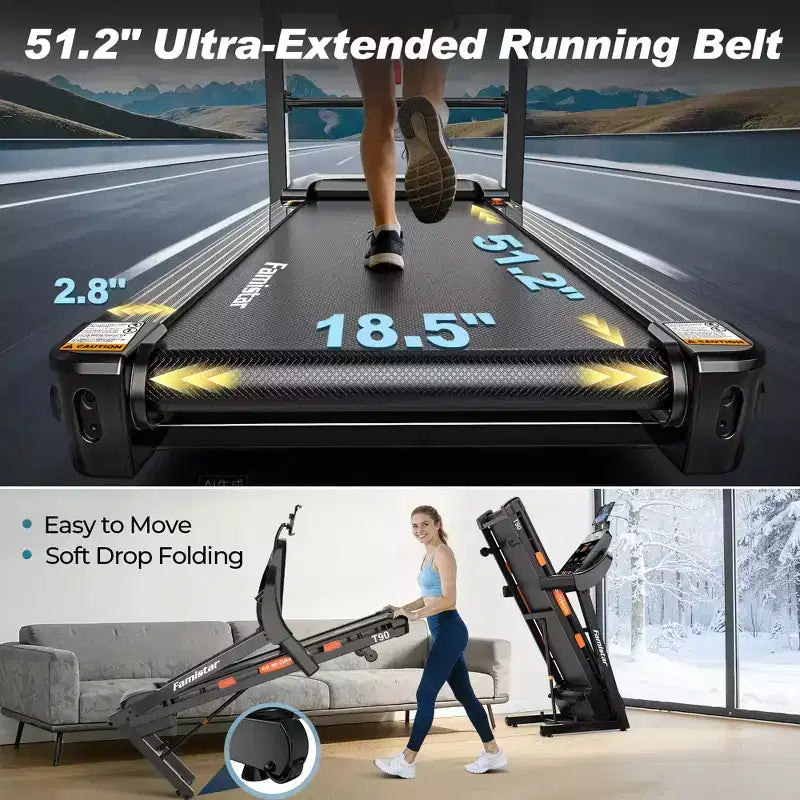 Tapis roulant da 5.0HP con inclinazione del 20%, macchina da corsa pieghevole per la casa con capacità di 400 libbre, velocità massima 12 MPH, 105 programmi, assorbimento degli urti
