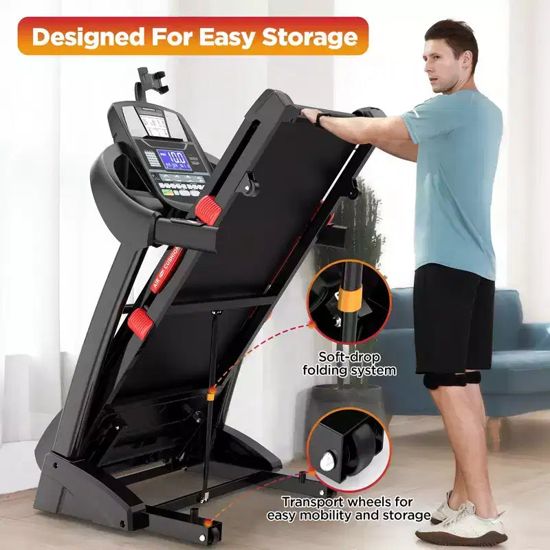5HP Foldable Treadmill w/ 20 Auto Incline,400LB Treadmill for Home Jogging Walking,App Control,71 Program,12MPH for Varied Intensity, Shock Absorption