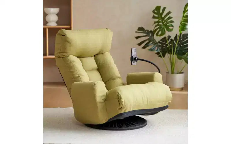 Floor Gaming Chair, Swivel Floor Lounge Chair with Armrests & Phone Holder, 5 Position Adjustable Folding Gaming Lounge Chair