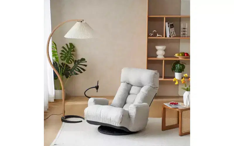 Floor Gaming Chair, Swivel Floor Lounge Chair with Armrests & Phone Holder, 5 Position Adjustable Folding Gaming Lounge Chair