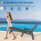5-Position Patio Lounge Chair for Outside, HDPE Chaise Lounge Outdoor with Cup Holder, Resin Pool Lounger Chair with Rolling Wheels